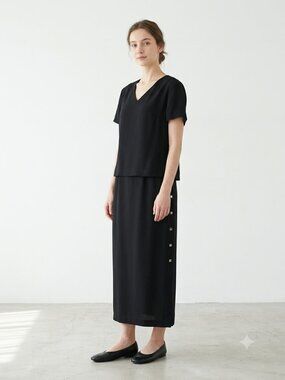 Jones New York Dress Black Maxi Layered Office Party 12